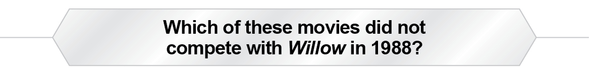 The Question Is - Which of these movies did not compete with Willow in 1988?